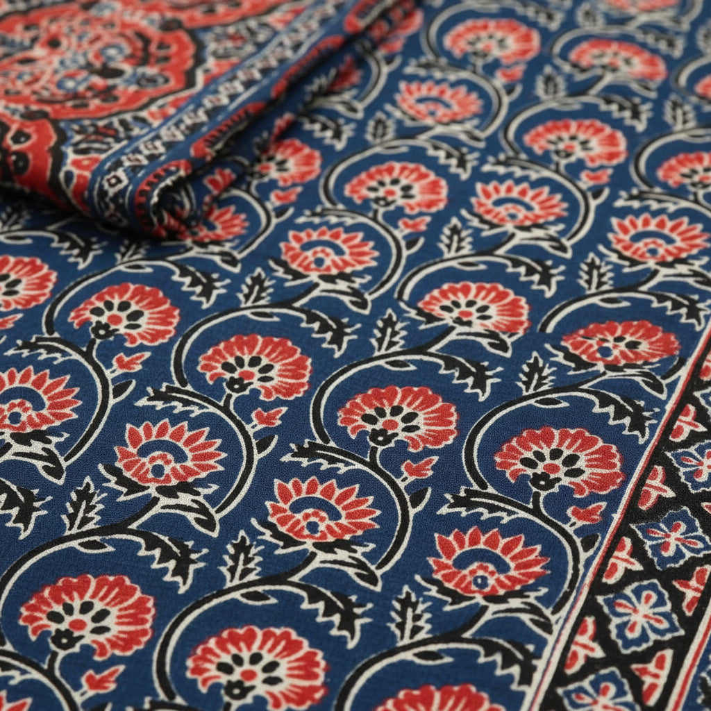 Blue Ajrakh Cotton Straight Suit Set