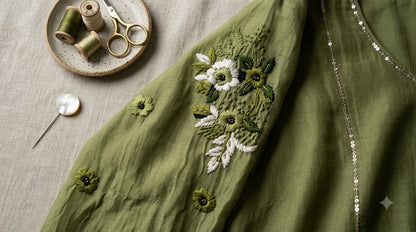 Pastel Green Mul Chanderi Embroidered Suit Set