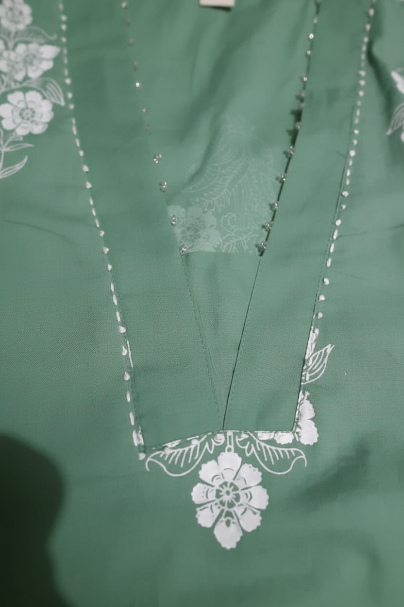 Sage Green Cotton Harem Pant Kurta Set