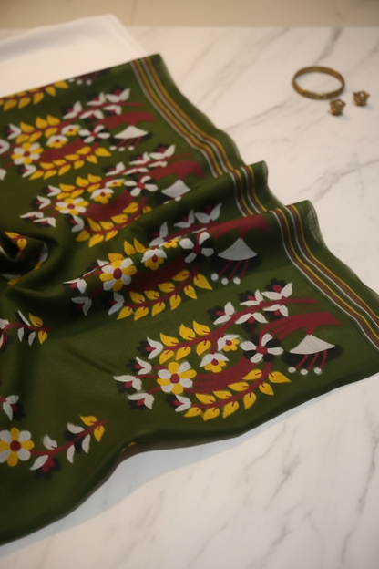 Mehendi Green Handwoven Jamdani Straight Suit Set